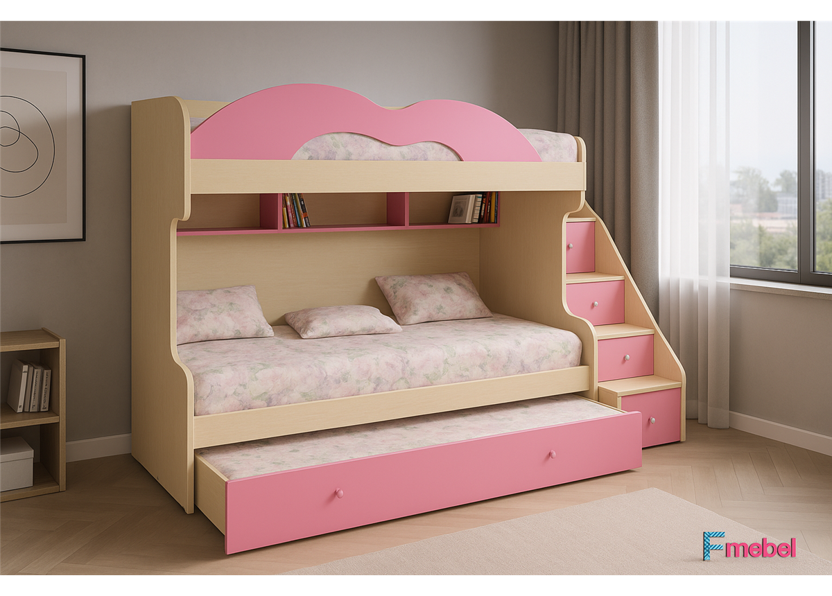 Двухъярусная кровать с дополнительным спальным местом Нью-Йорк Fmebel