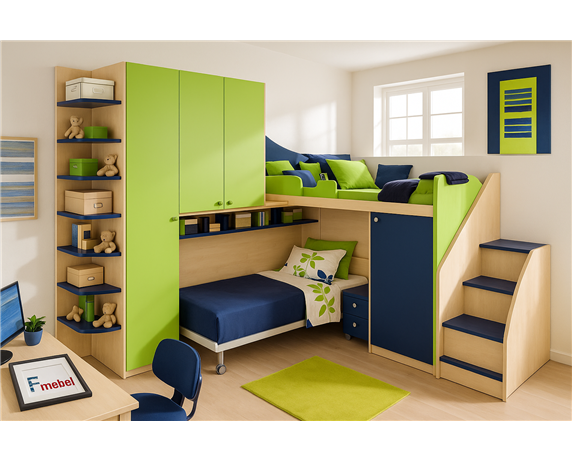 Кровать-чердак двухместная Кипр Fmebel Кровать-чердак двухместная Кипр Fmebel