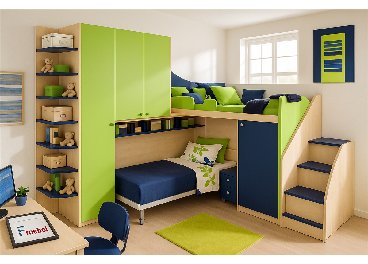 Кровать-чердак двухместная Кипр Fmebel 