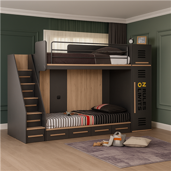 Двухъярусная кровать со шкафом Хельсинки Fmebel 90x200