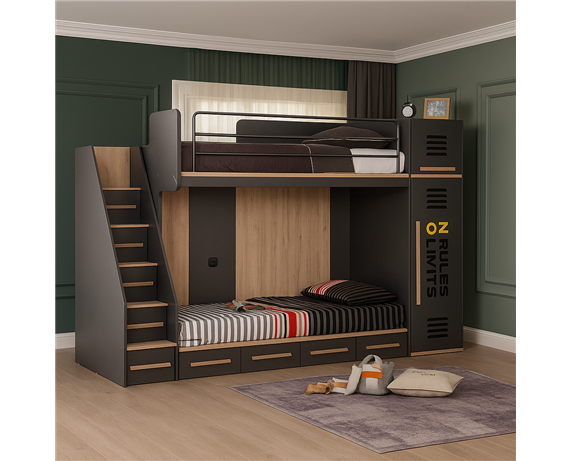 Двухъярусная кровать со шкафом Хельсинки Fmebel 90x200