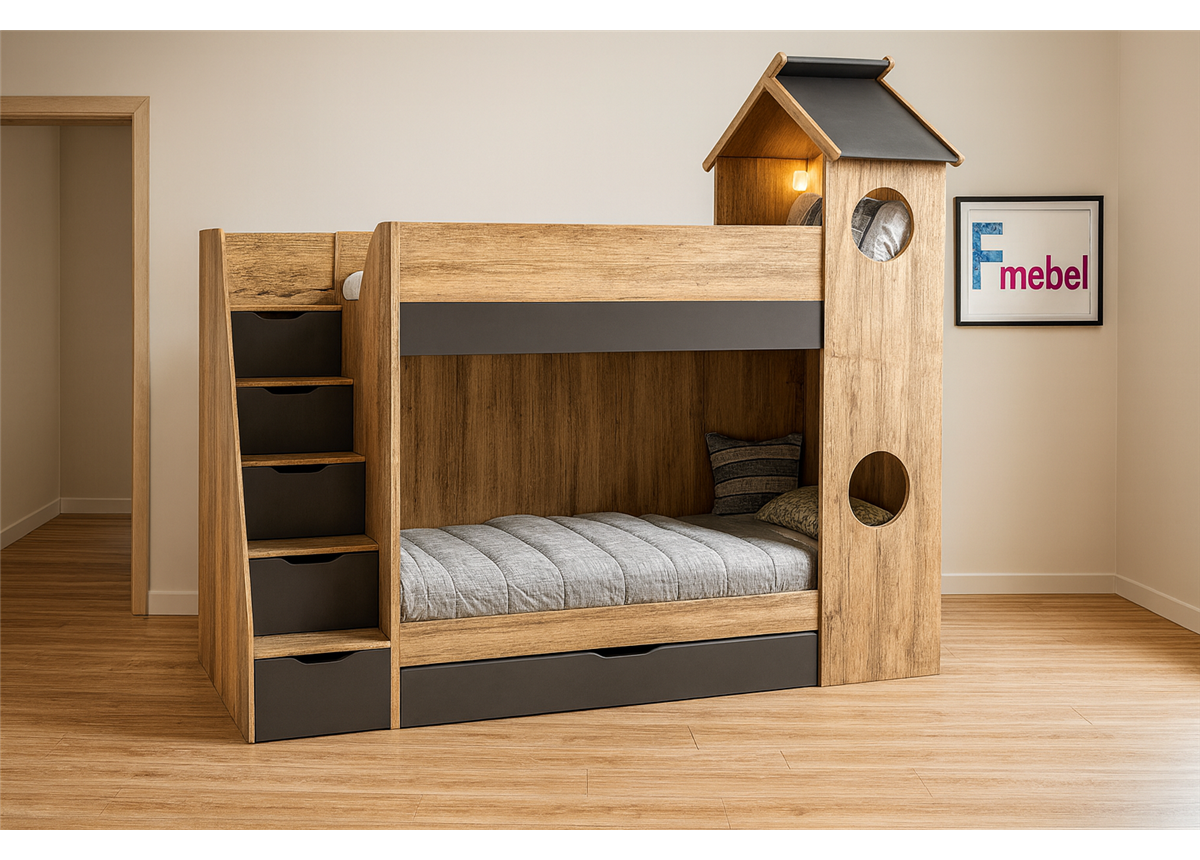 Двухъярусная кровать домик Камбре Fmebel