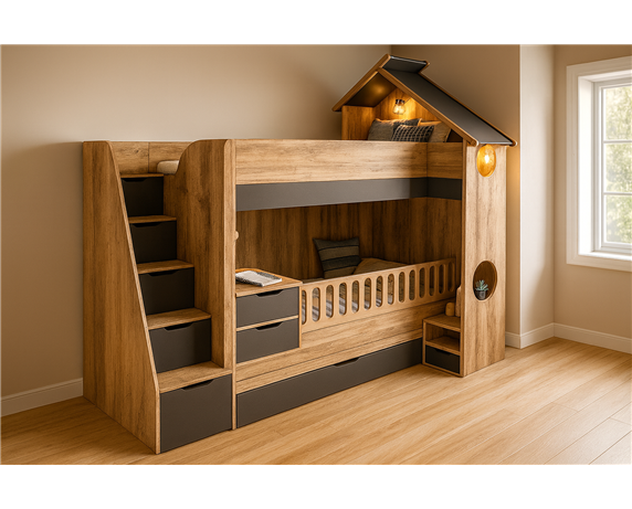 Двухъярусная кровать-трансформер домик Альварадо Fmebel