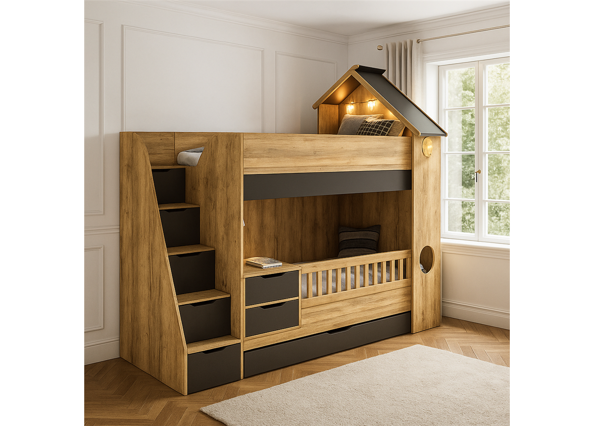 Двухъярусная кровать-трансформер домик Макон Fmebel