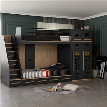 Двухъярусная кровать со шкафом Хельсинки-2 Fmebel 90x200 