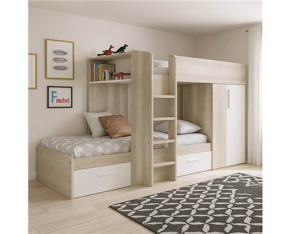 Двоярусне ліжко з шафою Анталія Fmebel 90x200