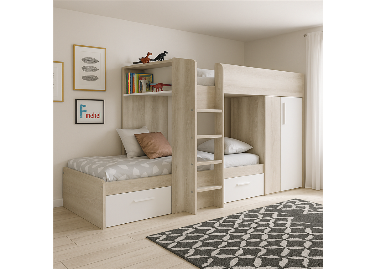 Двухъярусная кровать со шкафом Анталия Fmebel 90x200