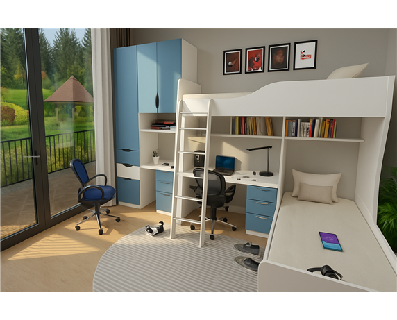 Двухъярусная кровать со шкафом Салерно Fmebel 