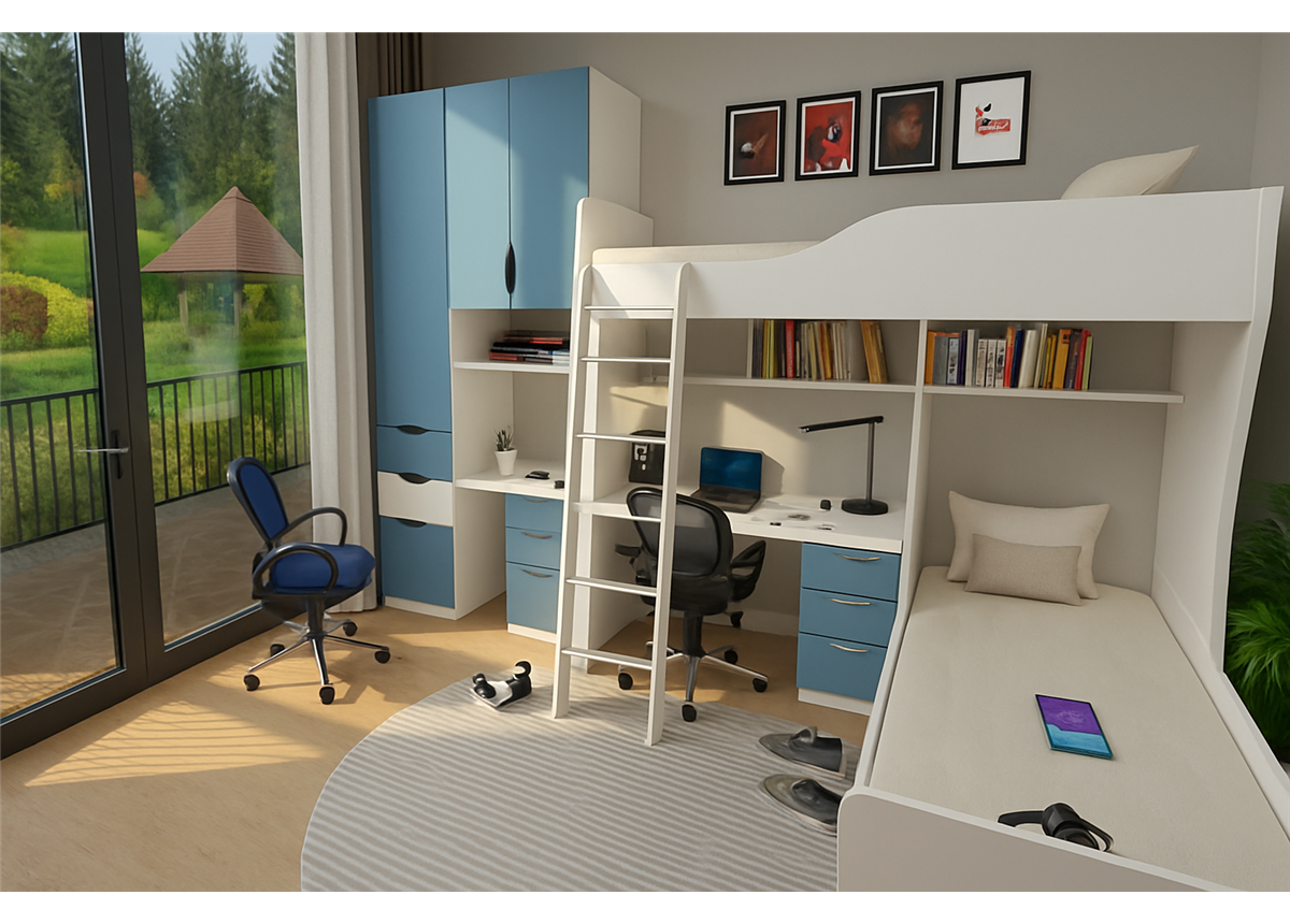 Двухъярусная кровать со шкафом Салерно Fmebel 