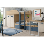 Двухъярусная кровать со шкафом и столом Гамильтон Fmebel 90x200