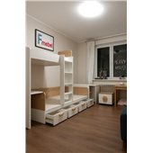 Двухъярусная кровать со шкафом и столом Гамильтон Fmebel 90x200