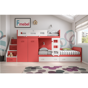 Двухъярусная кровать со шкафом Бернаби Fmebel 90x200