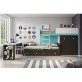 Двухъярусная кровать со шкафом и столом Рен Fmebel