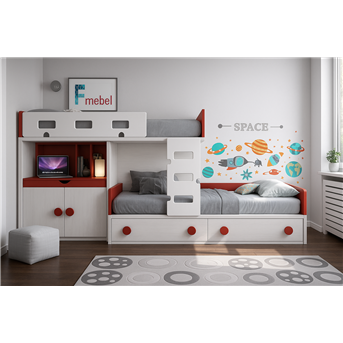 Двоярусне ліжко з шафою Калгарі Fmebel 90x200