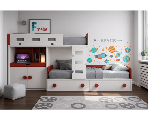 Двухъярусная кровать со шкафом Калгари Fmebel 90x200