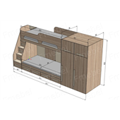 Двухъярусная кровать со шкафом Хельсинки-2 Fmebel 90x200 