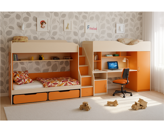 Кровать для троих детей Бредфорд Fmebel 80x190