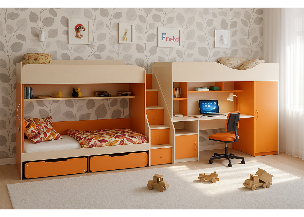 Кровать для троих детей Бредфорд Fmebel 80x190