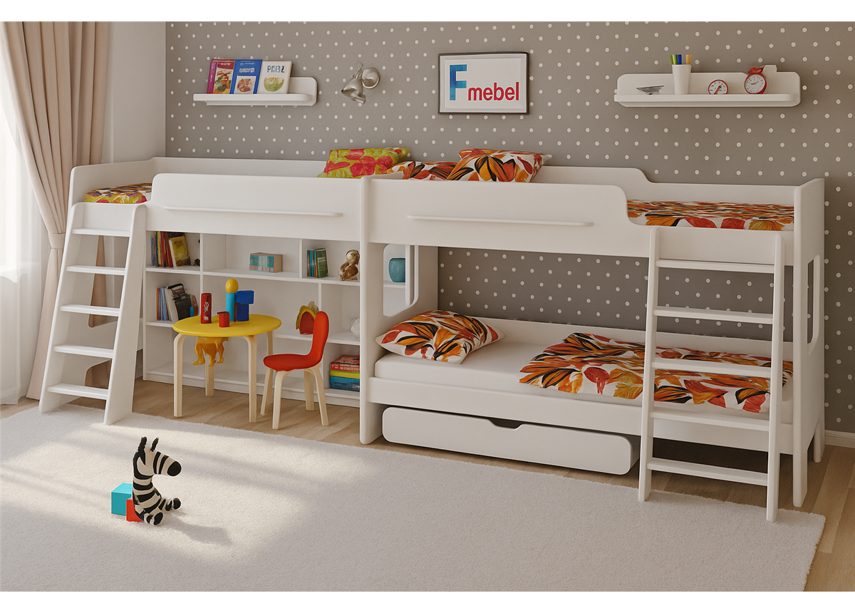 Кровать для троих детей Лестер Fmebel 80x190