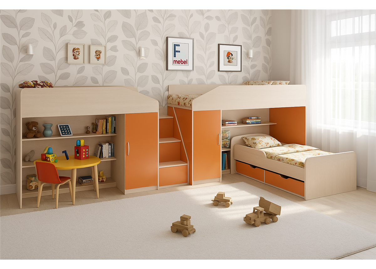 Кровать для троих детей Дерби Fmebel 80x190