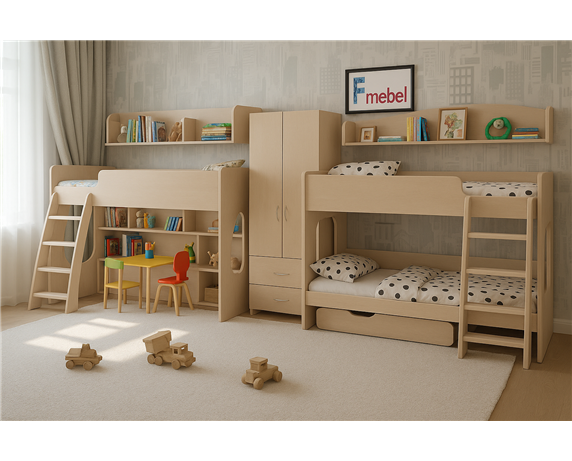 Кровать для троих детей Престон Fmebel 80x190