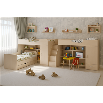 Кровать для троих детей Блекберн Fmebel 80x190