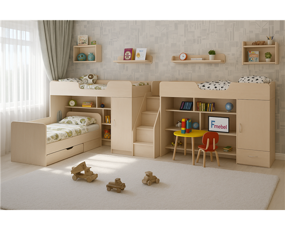 Кровать для троих детей Блекберн Fmebel 80x190