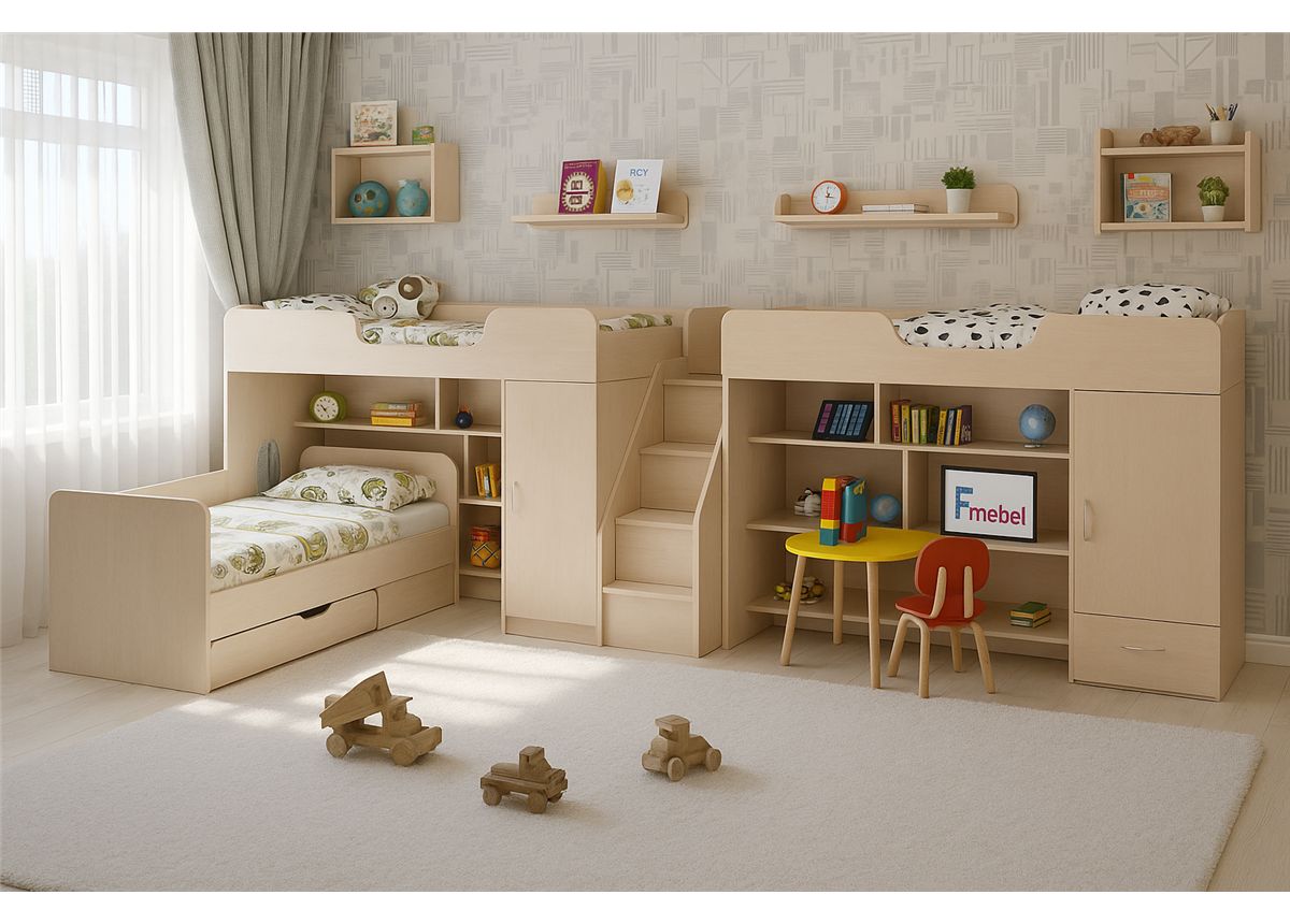 Кровать для троих детей Блекберн Fmebel 80x190