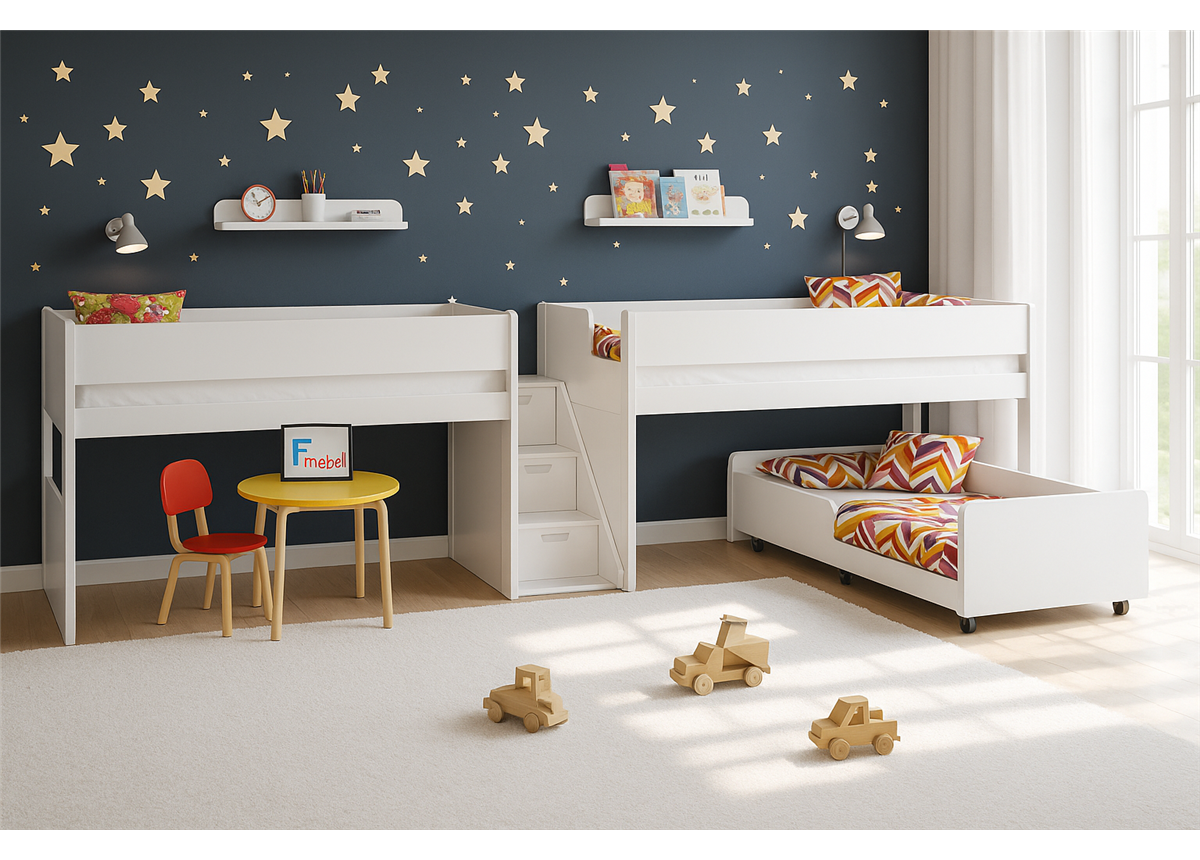 Кровать для троих детей Финикс Fmebel 80x190