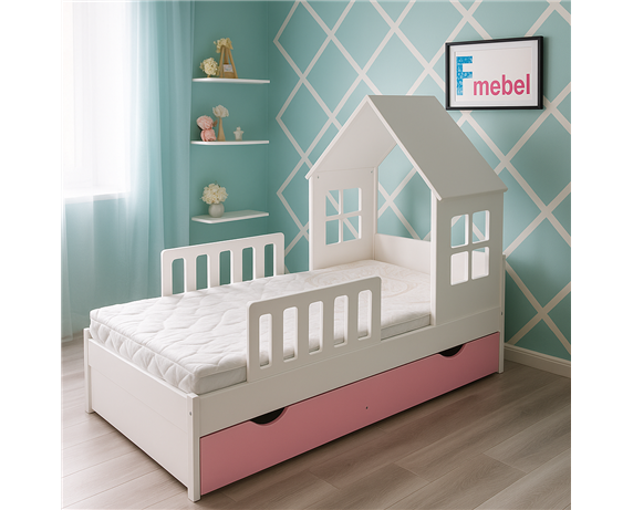 Кровать-домик с бортиком и ящиком CALIFORNIA (102)