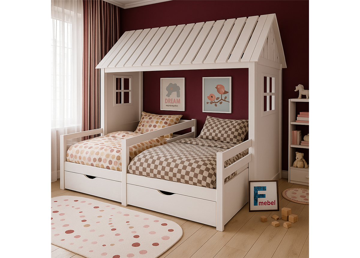 Кровать-домик на два спальных места Бодрум Fmebel 80x190