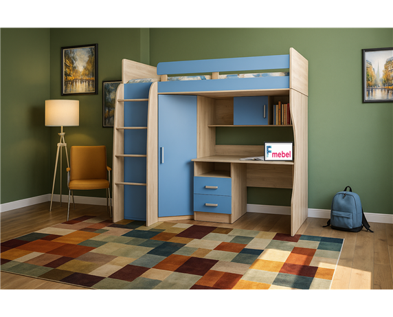 Кровать-чердак со столом Бангкок Fmebel 