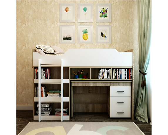 Кровать-чердак низкая Дюссельдорф Fmebel 