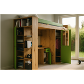 Кровать-чердак со столом и шкафом Канкун Fmebel 90x200