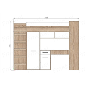 Кровать-чердак со столом и шкафом Канкун Fmebel 90x200