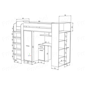 Кровать-чердак со столом и шкафом Канкун Fmebel 90x200