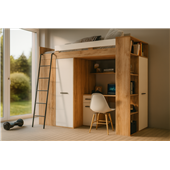 Кровать-чердак со столом и шкафом Канкун Fmebel 90x200