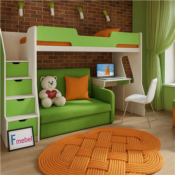 Кровать-чердак со столом Миннесота Fmebel 80x200