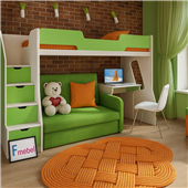 Кровать-чердак со столом Миннесота Fmebel 80x200