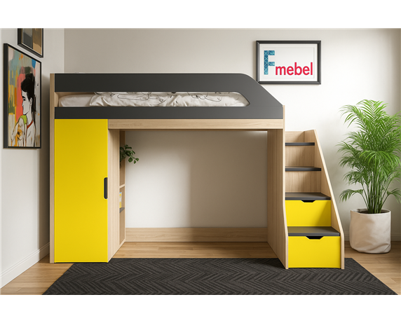 Кровать-чердак с игровой зоной Арканзас Fmebel 80х190