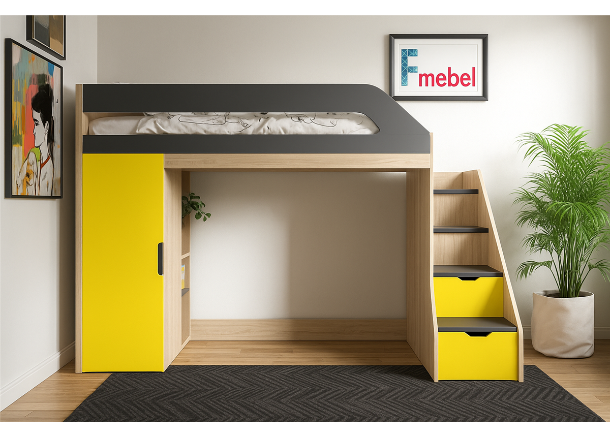 Кровать-чердак с игровой зоной Арканзас Fmebel 80х190