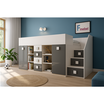 Кровать-чердак со шкафом Висконсин Fmebel 90x200