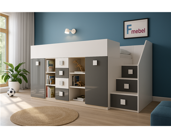 Кровать-чердак со шкафом Висконсин Fmebel 90x200