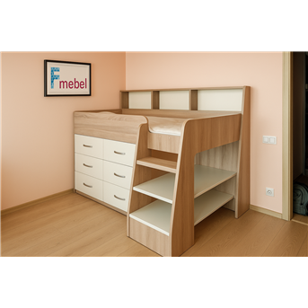 Кровать-чердак со шкафом Иллинойс Fmebel 80x190