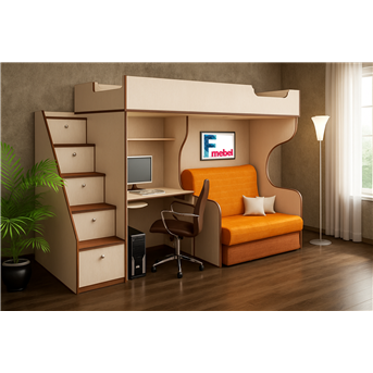 Кровать-чердак с местом под диван Кентукки Fmebel 80x200