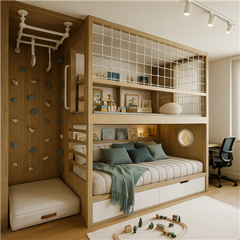 Двухъярусная кровать со спортивно игровой зоной Балтимор Fmebel