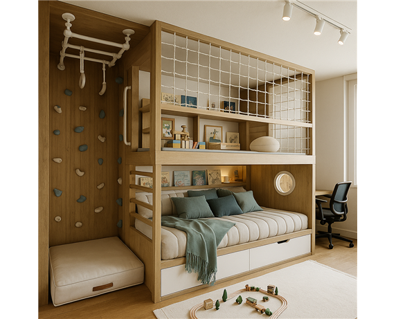 Двухъярусная кровать со спортивно игровой зоной Балтимор Fmebel