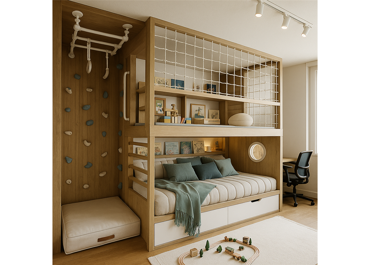 Двухъярусная кровать со спортивно игровой зоной Балтимор Fmebel