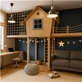 Кровать-чердак со спортивно игровой зоной Брюгге Fmebel