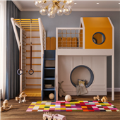 Кровать-чердак со спортивно игровой зоной Варшава Fmebel